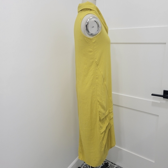 For Cynthia Linen Blend Cowl Neck Dress Mustard Yellow Size XS - Picture 4 of 10